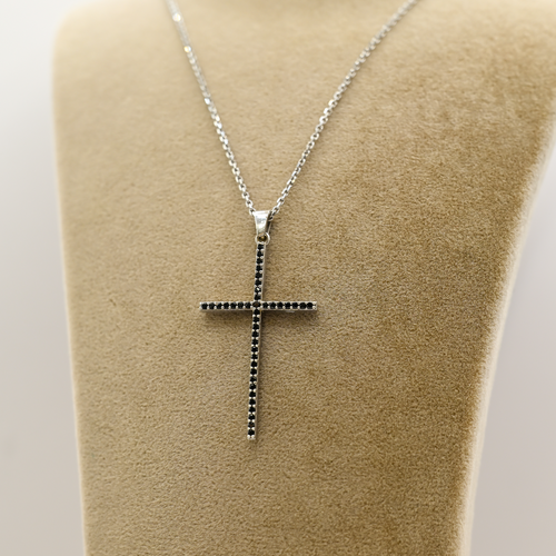 "BLACK DIVINE CROSS" NECKLACE